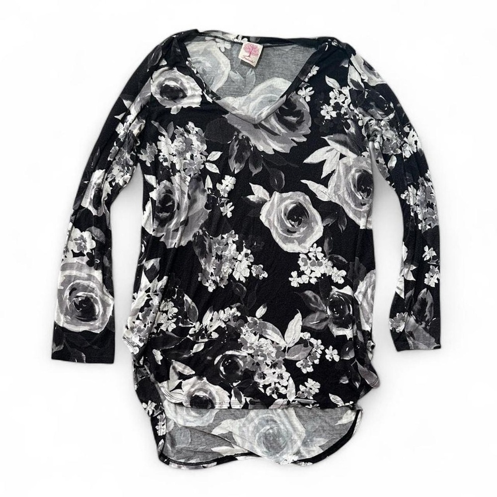 Coquette Freeloader black and white floral print long sleeve shirt